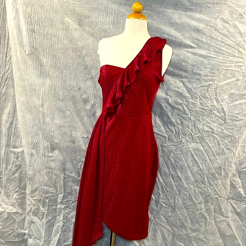 Ruby Red One-Shoulder Evening Gown | NWT